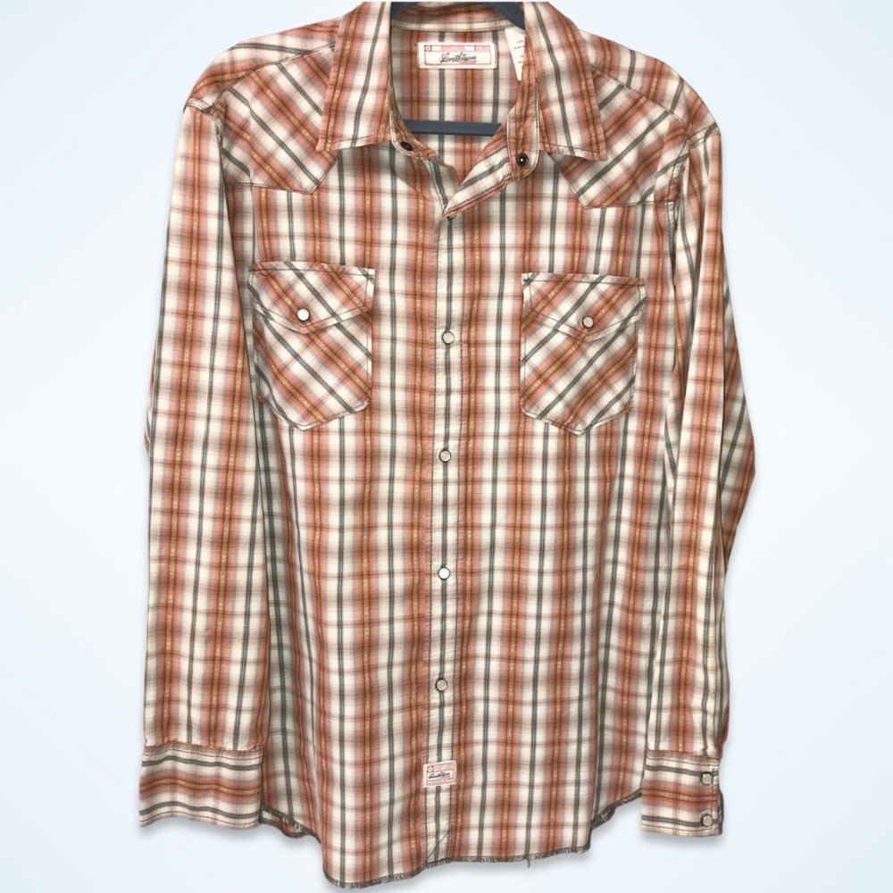 Levi Strauss Signature Western Plaid Snap Front Shirt - LG